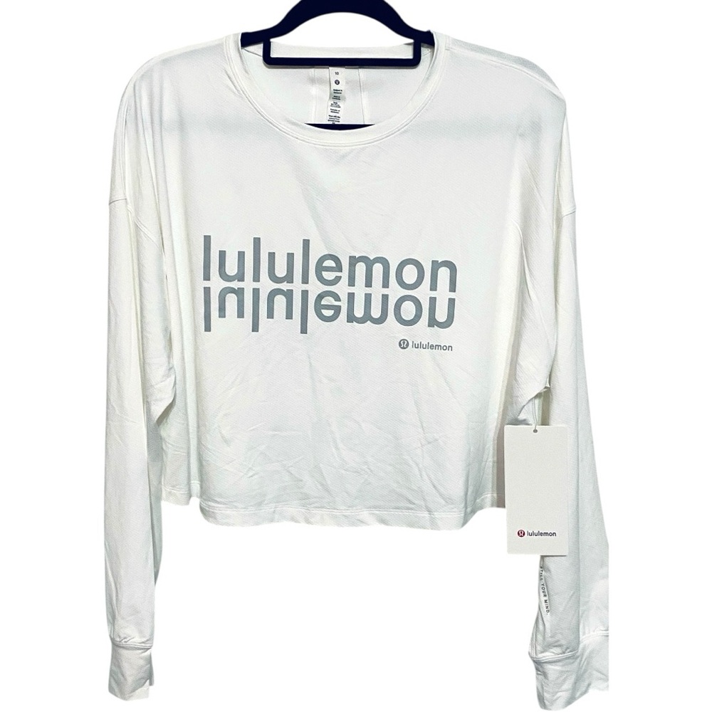 NWT Lululemon Athletica White Cropped Long Sleeve Women’s Top Size 10